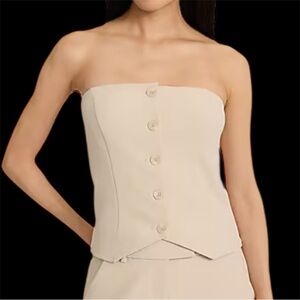 Express Signature Stretch Strapless Button Front Tailored Tube Top